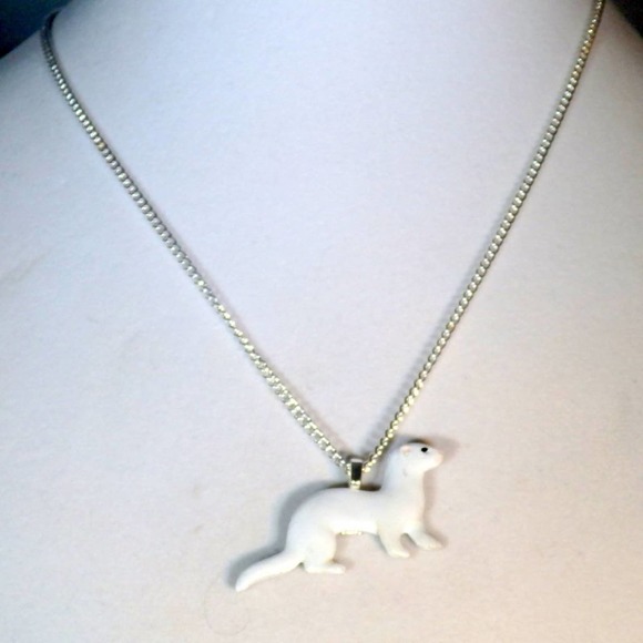 Dark Eyed White Ferret Necklace or DEW   734 - Picture 2 of 7